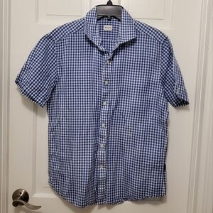 Breuer Blue and White Check Button Front Shirt SS size 173/4-45, Casual